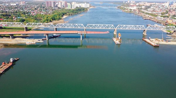 Пролет четвертого моста в Новосибирске смонтирован более чем на 40 %